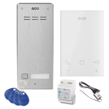 ZESTAW DOMOFONOWY ACO FAM-P-1NPACC NT + UNIFON UP800 + ZASILACZ NA SZYNĘ DIN 15V + CDN-USB